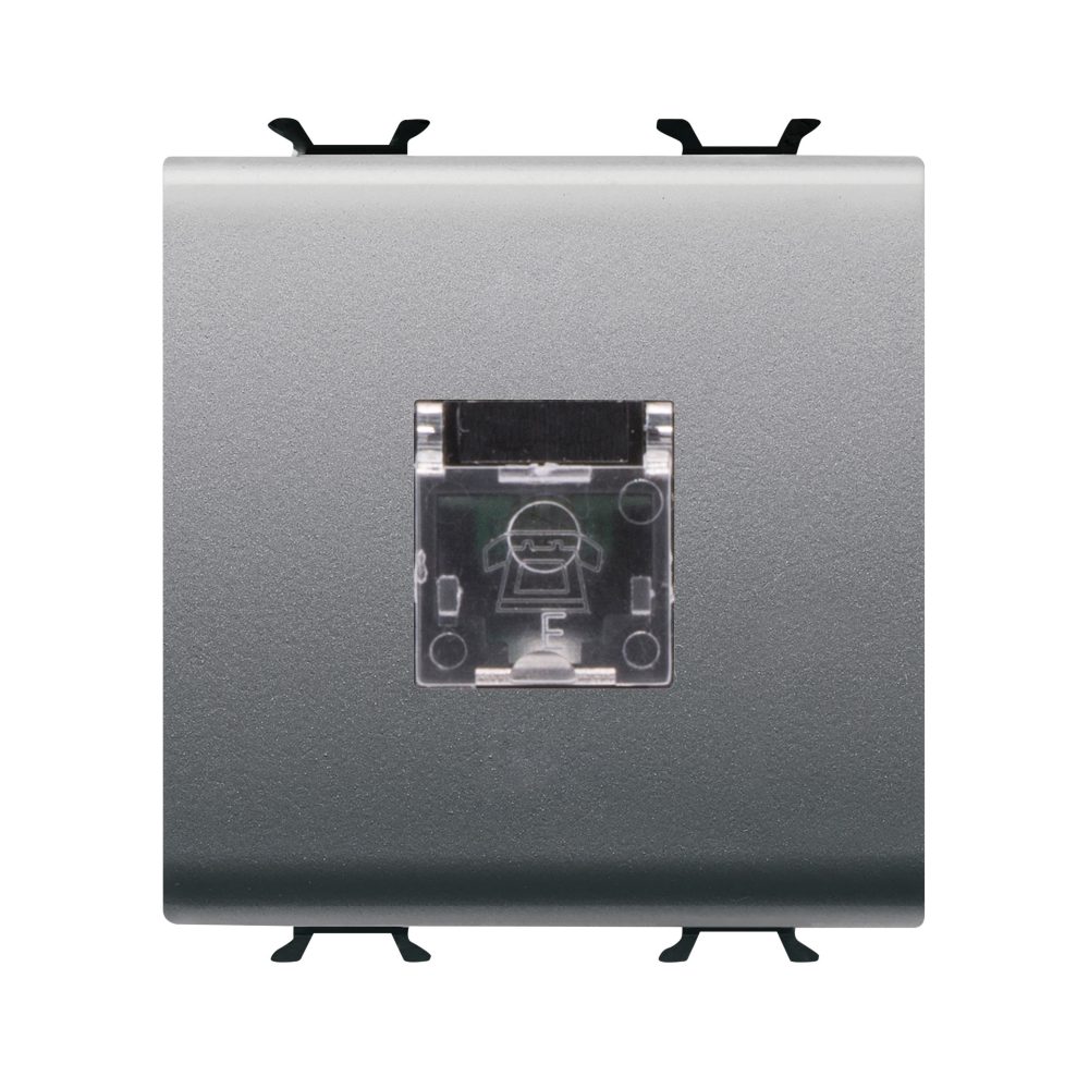 international standard telephone socket - rj11 - screw-on terminals - 2 modules - titanium - chorusmart