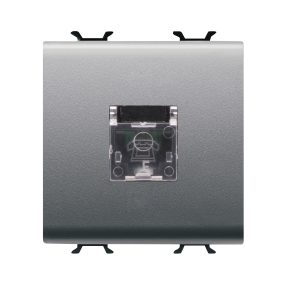 presa telefonica standard internazionale - rj11 - morsetti a vite - 2 moduli - titanio - chorusmart