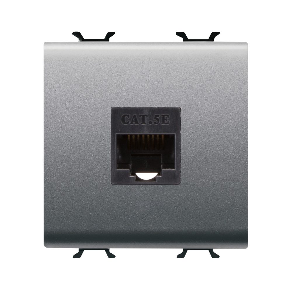 presa rj45 - categoria 5e - utp - 2 moduli - titanio - chorusmart