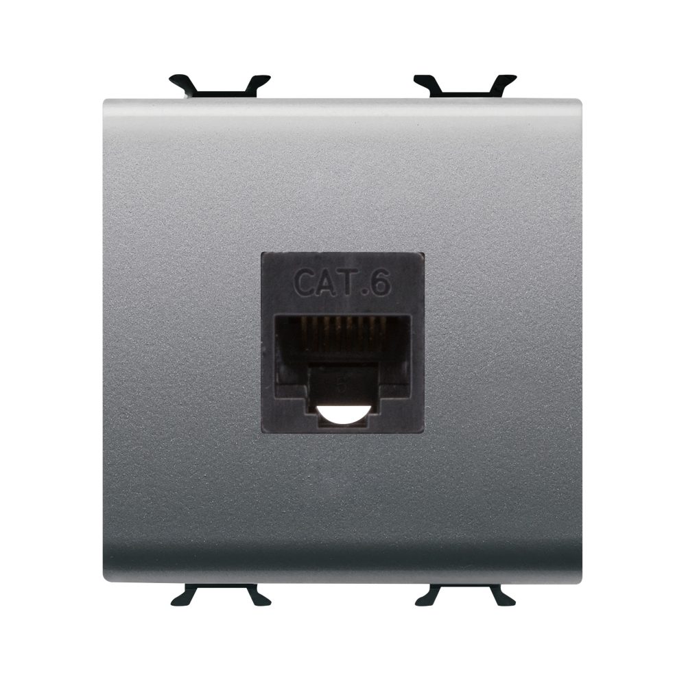 presa rj45 - categoria 6 - utp - 2 moduli - titanio - chorusmart