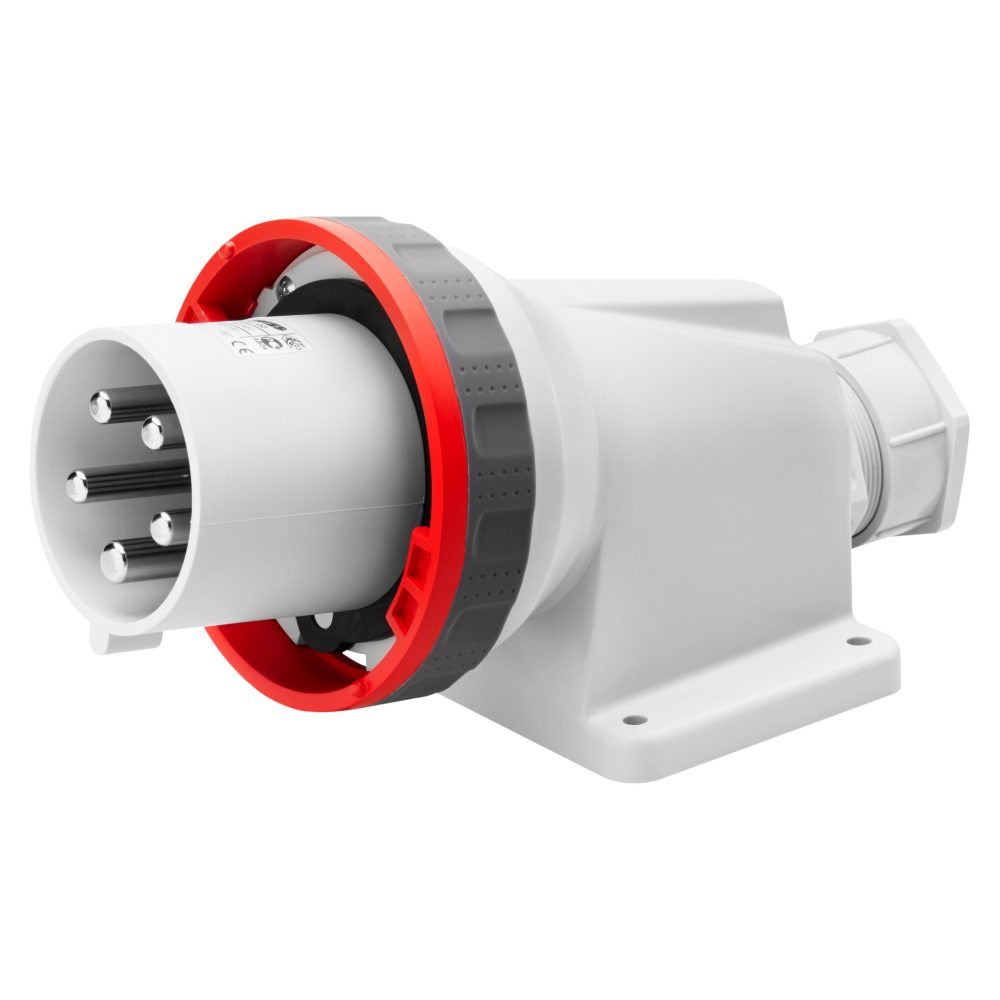  spina fissa da parete a 90° - ip67 - 3p+n+t 125a 380-415v 50/60hz - rosso - 6h - cablaggio a mantello