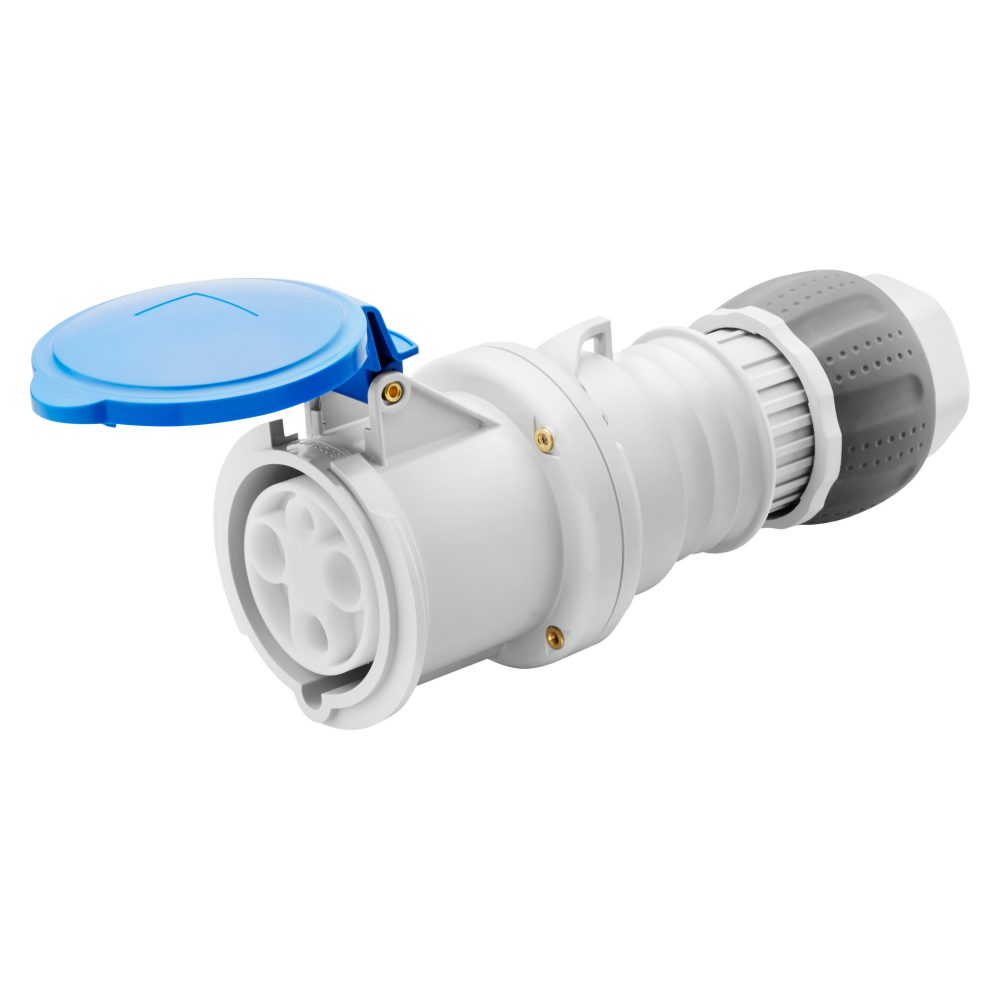  straight connector hp - ip44/ip54 - 3p+e 63a 200-250v 50/60hz - blue - 9h - mantle terminal