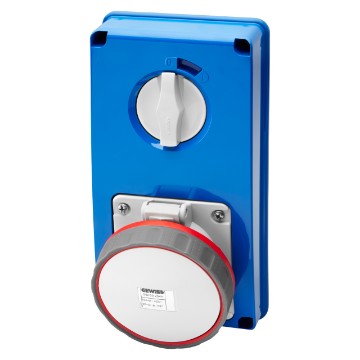 Interlocked switched vertical socket-outlets without bottom - with rotary switch without fuse-holder base - 63A - 50/60Hz - IP67 Interlocked switched vertical socket-outlets without bottom - with rotary switch without fuse-holder base - 63A - 50/60Hz - IP67
