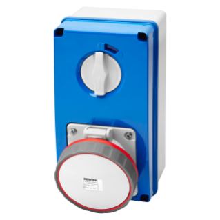VERTICAL FIXED INTERLOCKED SOCKET OUTLET - WITH BOTTOM - WITHOUT FUSE-HOLDER BASE - 3P+E 63A 380-415V - 50/60HZ 6H - IP67