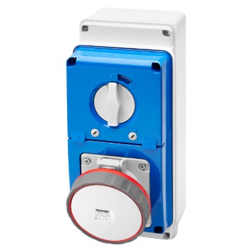 Interlocked switched vertical socket-outlets with bottom - with rotary switch and fuse-holder base - 63A - 50/60Hz - IP67 Interlocked switched vertical socket-outlets with bottom - with rotary switch and fuse-holder base - 63A - 50/60Hz - IP67