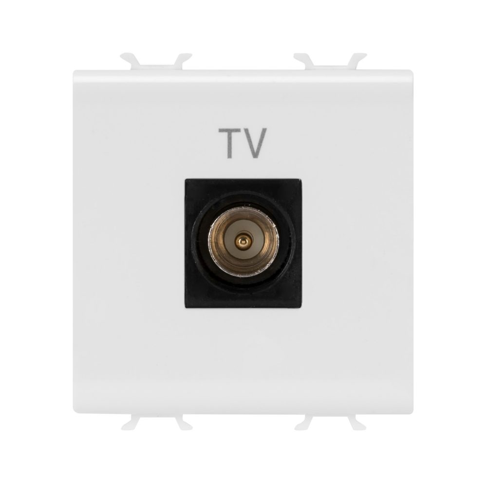  tv-koaxialsteckdose, abschirmung schutzklasse a - iec-steckverbinder 9.5 mm - direkt - 2 module - weiss satiniert - chorusmart