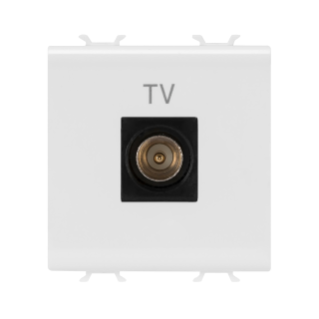 COAXIAL TV SOCKET-OUTLET, CLASS A SHIELDING - IEC MALE CONNECTOR 9,5mm - DIRECT  - 2 MODULE - GLOSSY WHITE - CHORUS