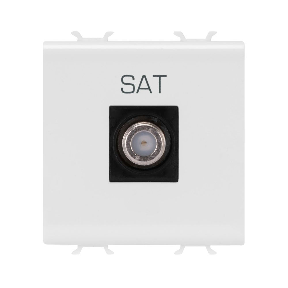  base para tv, protección de clase a - conector f hembra - directa - 2 módulos - blanco satinado - chorusmart