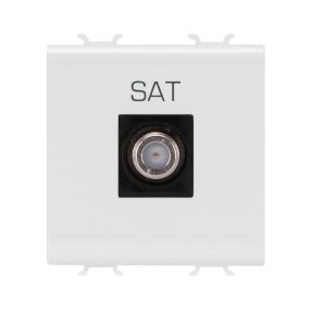coaxial tv socket-outlet, class a shielding - female f connector - direct - 2 modules - satin white - chorusmart