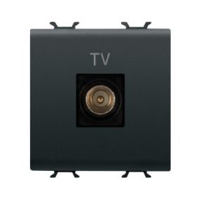 PRIZĂ TV COAXIALĂ, ECRANARE CLASA A - CONECTOR TATĂ IEC 9,5 mm - DIRECT - 2 MODUL - NEGRU SATINAT - CHORUSMART