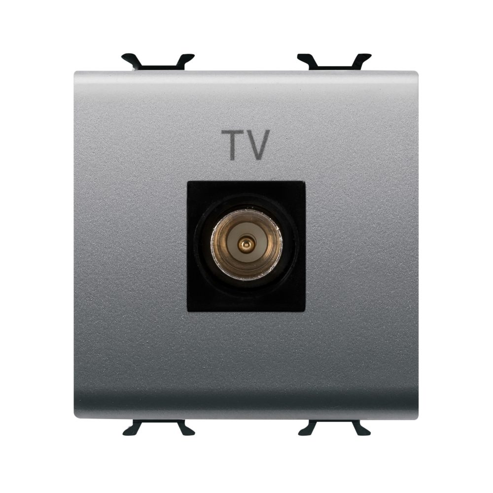  presa coassiale tv schermatura classe a - connettore iec maschio 9,5mm - diretta - 2 moduli - titanio - chorusmart