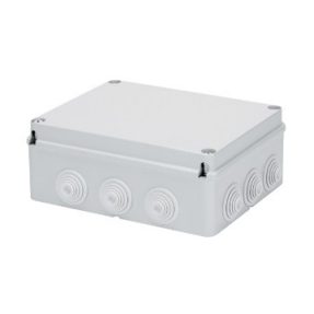 JUNCTION BOX WITH PLAIN SCREWED LID - IP55 - INTERNAL DIMENSIONS 240X190X90 - WALLS WITH CABLE GLANDS - GREY RAL 7035