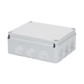 CUTIE DE JONCȚIUNE CU CAPAC SIMPLU ÎNȘURUBAT - IP55 - DIMENSIUNI INTERNE 240X190X90 - PEREȚI CU PRESETUPE - GRI RAL 7035