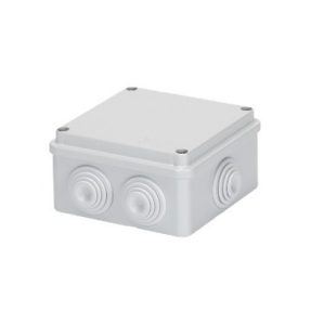 JUNCTION BOX WITH PLAIN SCREWED LID - IP55 - INTERNAL DIMENSIONS 100X100X50 - WALLS WITH CABLE GLANDS - GREY RAL 7035
