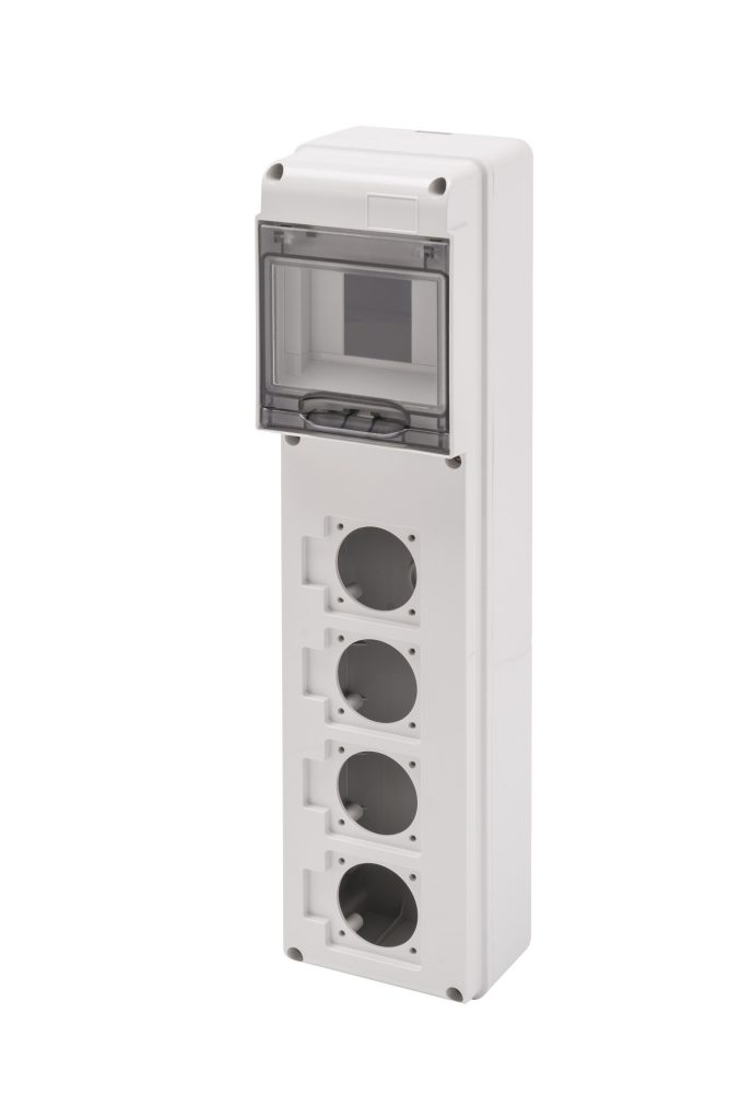  q-din 5 modules - 4 flange socket-outlet standard 50x50 mm - ip65