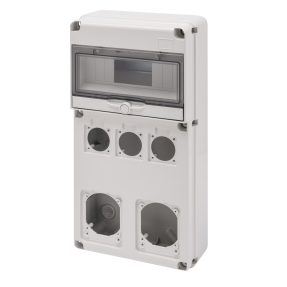 q-din 10 moduli - 3 flange prese 50x50 mm + 2 flange prese iec 16/32 a - ip65