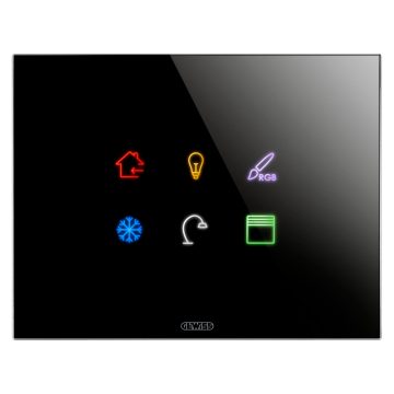 PLACCA ICE TOUCH KNX - IN VETRO - 6 AREE TOUCH - NERO - CHORUS