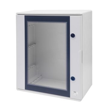 Quadros estanques em poliéster com porta cega equipada com fechadura - Cinza RAL 7035