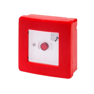 Caixa estanque para sistemas de emergência equipada com botão iluminável e dois contactos 1NA+1NC expandiveis até 4 contactos Predisposta para o uso de um LED verde para sinalização do bom estado do circuito de emergência
