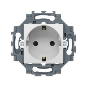 PRISE STANDARD ALLEMAND 250Vca - CONNEXION AUTOMATIQUE - 2P+T 16A - BLANC - DAHLIA