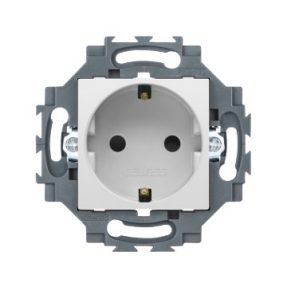 PRIZĂ STANDARD GERMANĂ 250V c.a. - BORNE DE CABLARE RAPIDĂ - 2P+E 16A - ALB - DAHLIA