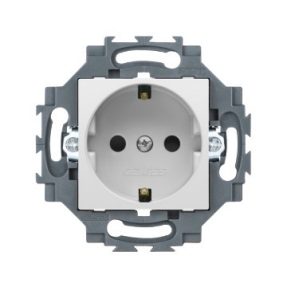 PRISE STANDARD ALLEMAND 250Vca - CONNEXION À VIS - SERRAGE FRONTAL - 2P+T 16A - BLANC - DAHLIA