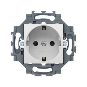 GERMAN STANDARD SOCKET-OUTLET 250V ac - SCREW TERMINALS - FRONT TIGHTENING TERMINALS - 2P+E 16A - WHITE - DAHLIA