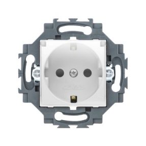 GERMAN STANDARD SOCKET-OUTLET 250V ac - SCREW TERMINALS - FRONT TIGHTENING TERMINALS - WITH LID - 2P+E 16A - WHITE - DAHLIA