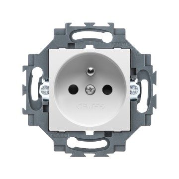  PRIZĂ STANDARD FRANCEZĂ 250V c.a. - TERMINALE CU ȘURUB - TERMINALE DE STRÂNGERE FRONTALĂ - 2P+E 16A - ALB - DAHLIA