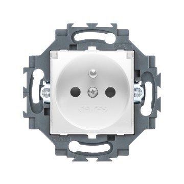  PRISE STANDARD FRANÇAIS 250Vca - CONNEXION À VIS - SERRAGE FRONTAL - AVEC COUVERCLE - 2P+T 16A - BLANC - DAHLIA