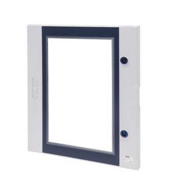 Porta transparente equipada com fechadura