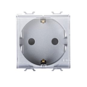 german standard socket-outlet 250v ac - 2p+e 16a - 2 modules - with cover - titanium - chorusmart