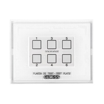 Plaque de test pour modules de commande tactile à 6 canaux KNX et Easy avec symboles interchangeables Plaque de test pour modules de commande tactile à 6 canaux KNX et Easy avec symboles interchangeables