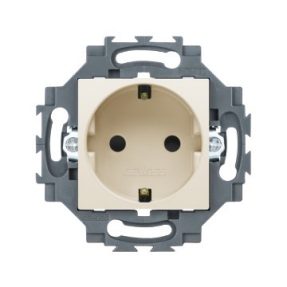 STECKDOSE DEUTSCHR STANDARD 250V ac - STECKKLEMMEN - 2P+E 16A - CREMEWEISS - DAHLIA