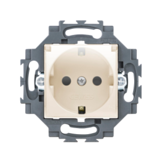 GERMAN STANDARD SOCKET-OUTLET 250V ac - SCREW TERMINALS - FRONT TIGHTENING TERMINALS - WITH LID - 2P+E 16A - IVORY - DAHLIA