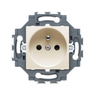 FRENCH STANDARD SOCKET-OUTLET 250V ac - SCREW TERMINALS - FRONT TIGHTENING TERMINALS - 2P+E 16A - IVORY - DAHLIA