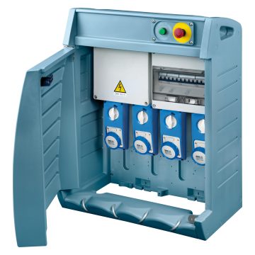 Q- BOX4 - Quadros de distribuição com tomadas interbloqueadas SBF e alimentação através derégua de terminais - IP55