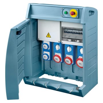 Q- BOX4 - Quadros de distribuição com tomadas interbloqueadas SBF e IEC e alimentação através de régua de terminais - IP55