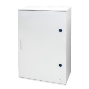 COFFRET EN POLYESTER À PORTE PLEINE AVEC SERRURE - 310X425X160 - IP66 - GRIS RAL 7035