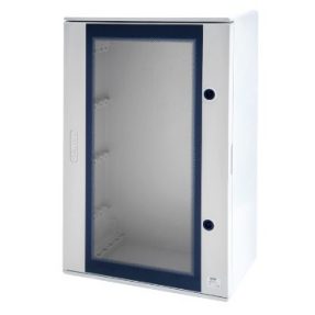 CUADRO EN POLÍESTER CON PUERTA TRASPARENTE EQUIPADA CON CERRADURA - 405X500X200 - IP66 - GRIS RAL 7035