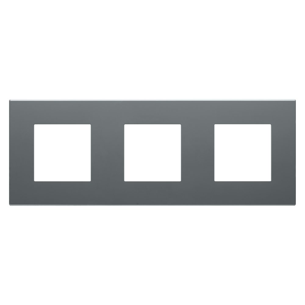 dahlia plate - in technopolymer - 3 gang horizontal/vertical - dark grey