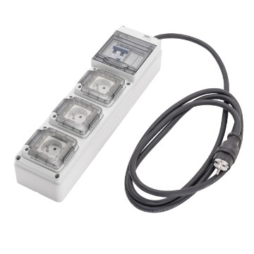 Coffret étanche Q-DIN 5 ASC avec câble et fiche NF - IP65 Coffret étanche Q-DIN 5 ASC avec câble et fiche NF - IP65
