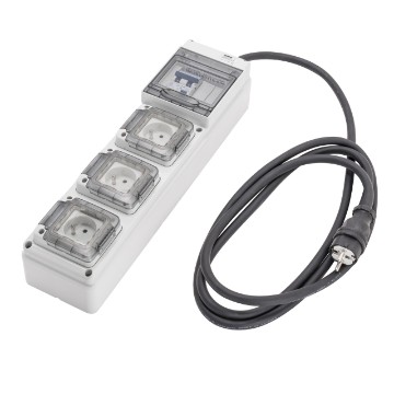 Coffret étanche Q-DIN 5 ASC avec câble et fiche NF - IP65 Coffret étanche Q-DIN 5 ASC avec câble et fiche NF - IP65