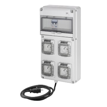 Coffret étanche Q-DIN 10 ASC avec câble et fiche NF - IP65 Coffret étanche Q-DIN 10 ASC avec câble et fiche NF - IP65