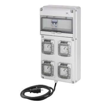 Coffret étanche Q-DIN 10 ASC avec câble et fiche NF - IP65 Coffret étanche Q-DIN 10 ASC avec câble et fiche NF - IP65