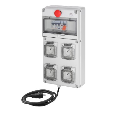 Coffret étanche Q-DIN 10 ASC avec câble et fiche NF - IP65 Coffret étanche Q-DIN 10 ASC avec câble et fiche NF - IP65