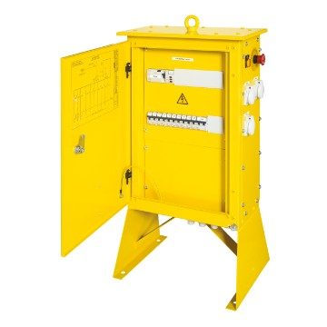  ARMOIRE DE CANTONNEMENT - 4P 63A - 40 KVA - 6 DÉPARTS 1P+N 20A - 1 DÉPART 4P 32A - 3 PC 2P+T 230V 16A - DIFF. GÉNÉRAL 30MA - IP44