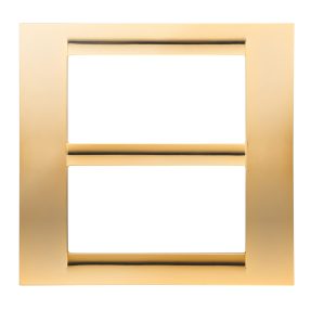 placca playbus - in tecnopolimero metallizzato - finitura lucida - 8 posti (4+4 sovrapposti) - oro antico - playbus