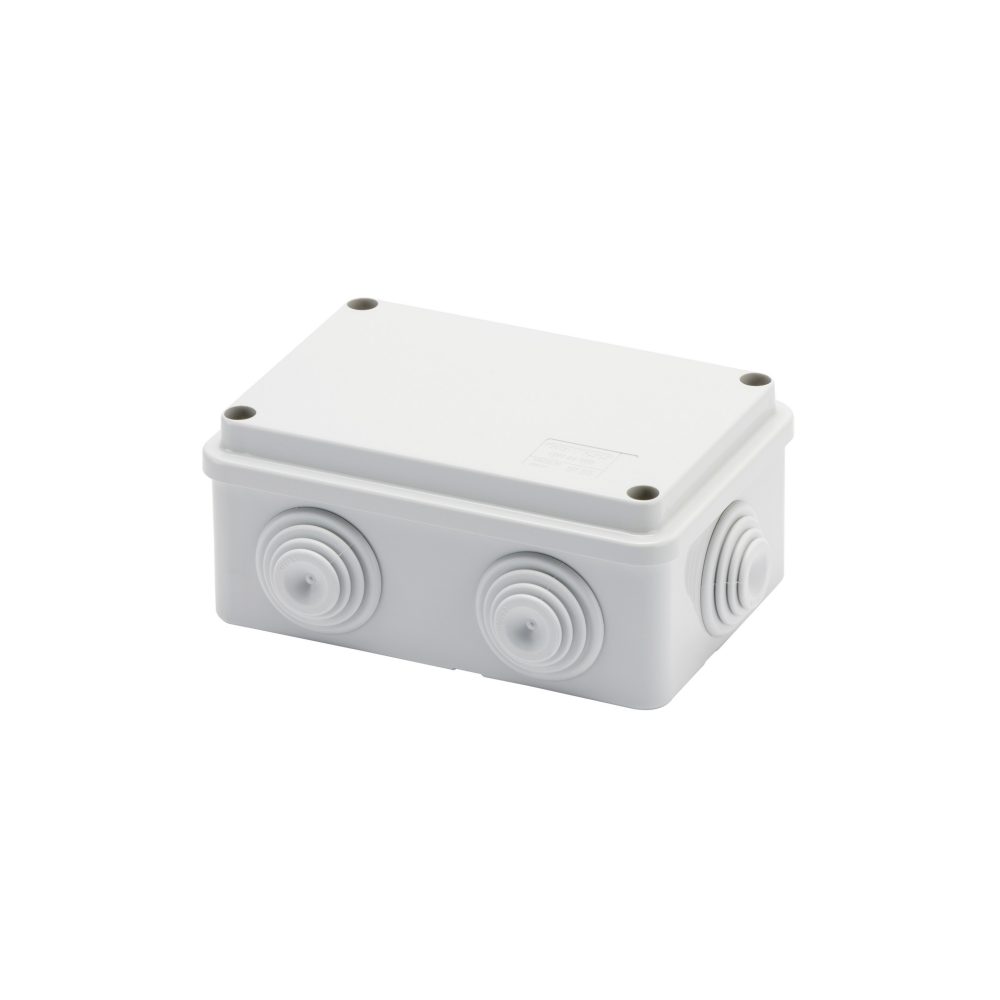  boîte de dérivation avec couvercle bas à vis - ip55 - dimensions internes 120x80x50 - parois avec passe-fils à gradins à entrée directe - gwt 960ºc