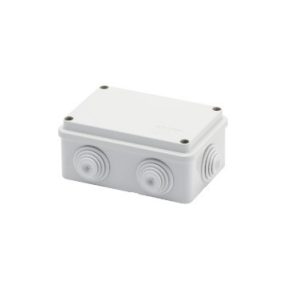 JUNCTION BOX WITH PLAIN SCREWED LID - IP55 - INTERNAL DIMENSIONS 120X80X50 - WALLS WITH CABLE GLANDS - GREY RAL 7035